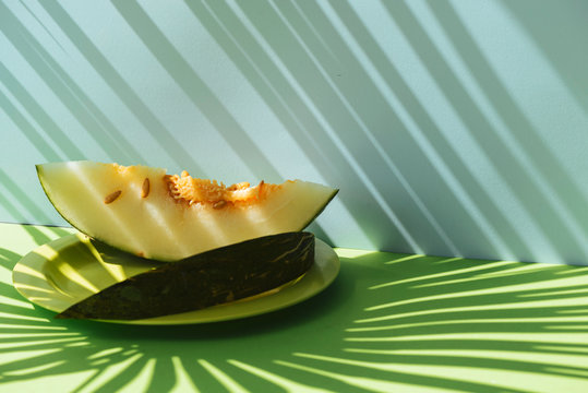 Melon toad skin cut into slices ,Colorful summer theme