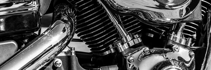 a shiny motorcycle engine
