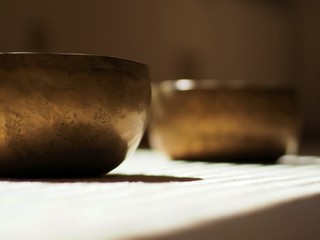Singing bowls, close up, for mediatation or sound massage