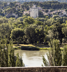 Tour Philippe Le Bel. View over the Rhone at Avignon. Vaucluse, Provence, France, Europe.
