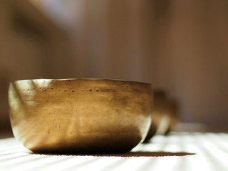 Singing bowls, close up, for mediatation or sound massage