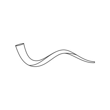 Shofar icon in black flat outline design