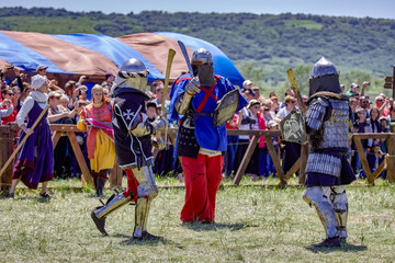 RUSSIA, ZHELEZNOVODSK: - JUNE 3, 2018: Reconstruction of the medieval battle of the Knights
