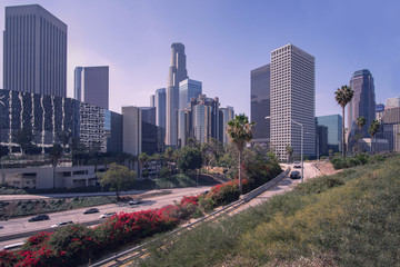 Fototapeta na wymiar Downtown, LA Los Angeles, California skyline.