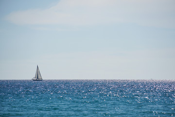 sail boat in the blue sea