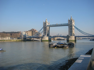 Fototapeta na wymiar River Thames in central London with Queen Tower Bridge on background