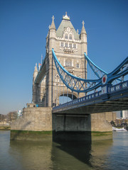 Fototapeta na wymiar River Thames in central London with Queen Tower Bridge on background
