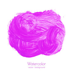 Magenta, pink, violet, purple, lilac vector watercolor strokes texture hand paint on white background. Abstract backdrop with dry brush stains, splashes, spots, smudge. Oil, acrylic frame, isolated.