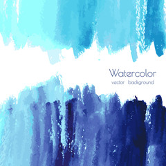 Vector turquoise navy blue, indigo watercolor texture background, dry brush stains, strokes, spots isolated on white. Abstract artistic frame, place for text. Acrylic hand painted gradient backdrop.