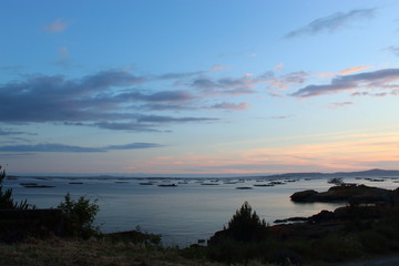 Fototapeta na wymiar Bateas at sunset in Galicia, Spain.