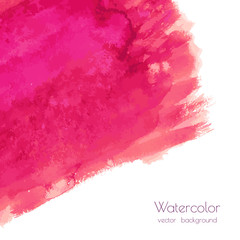 Magenta, pink, rose marble watercolor vector texture background with dry brush stains, strokes, spots isolated on white. Abstract frame, place for text or logo. Acrylic hand painted pours, fluid art.