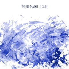 White, gray, navy blue marble watercolor vector texture background. Abstract acrylic smudge backdrop with scribble, stains, dry brush strokes, spots, ink waves. Natural stone wall for interior design.