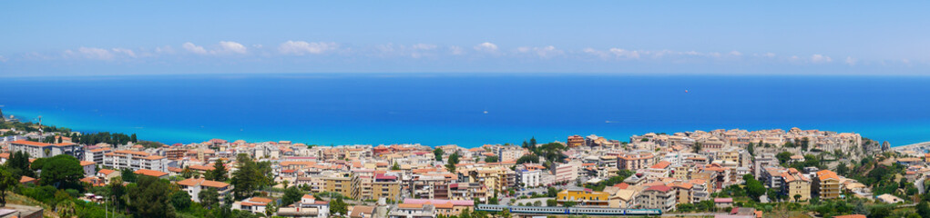 Fototapeta na wymiar Panorama of the town Tropea in Italy from above.