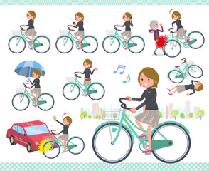 flat type Short hair women_city cycle