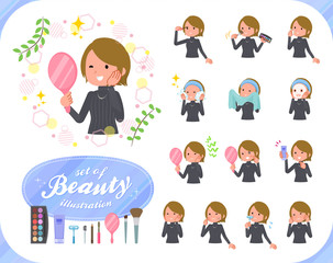 flat type Short hair women_beauty