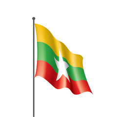 Myanmar flag, vector illustration on a white background
