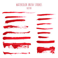 Vector set of bloody red ink watercolor hand painted texture backgrounds. Abstract acrylic dry brush strokes, stains, spots, blots, stripes, geometric horizontal lines. Makeup frame, fluid ink art. - 217186448