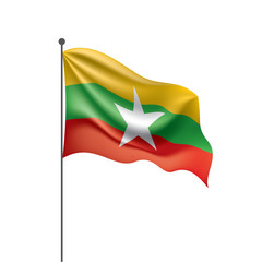 Myanmar flag, vector illustration on a white background