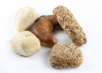 A set of several rolls on a white background.
fiber,