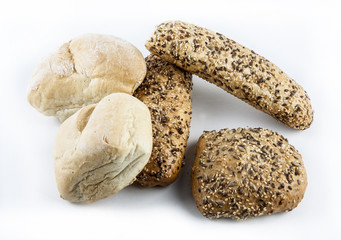 A set of several rolls on a white background.
fiber,