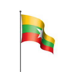Myanmar flag, vector illustration on a white background