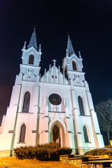 Church in Boleslaw by night (Poland)
