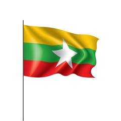 Myanmar flag, vector illustration on a white background
