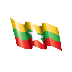 Myanmar flag, vector illustration on a white background