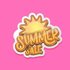 summer sale label or tag isolated on pink background. Pink Summer sale discount poster, sticker, banner or flyer design template.