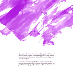Ultra violet, purple, lilac grunge marble watercolor dry brush strokes texture hand paint on white background. Abstract acrylic pours, fluid art with stains, splashes. Oil frame, place for text, logo.