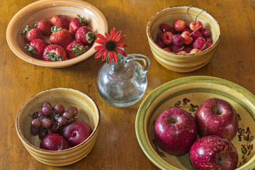 Red Fruit and Flower on Table top