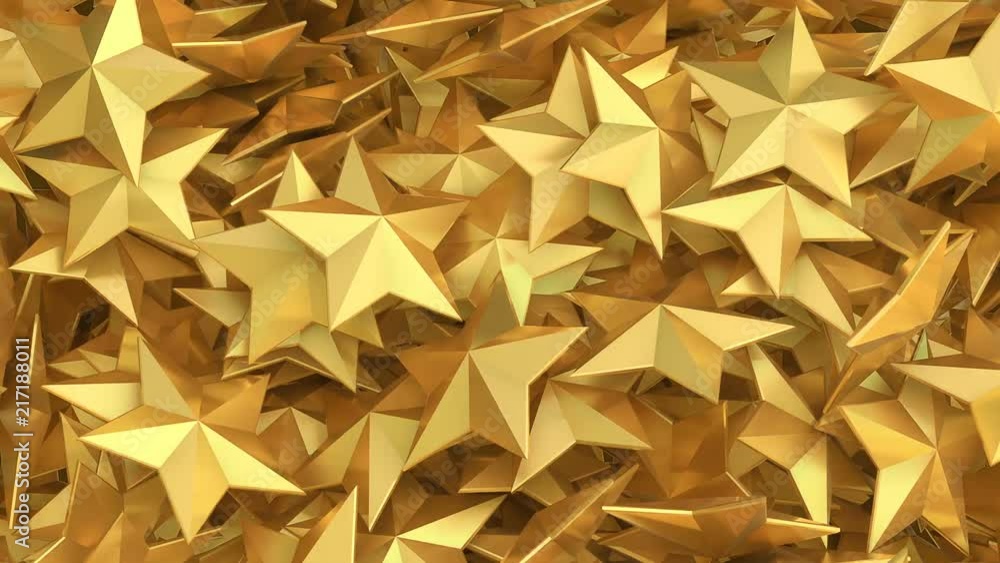 Poster background with 3d golden stars rotating