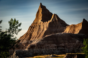 Sandstone peak in Badlands National Park, South Dakota