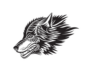 Tattoo sketch design with wolf head. Vector illustration.