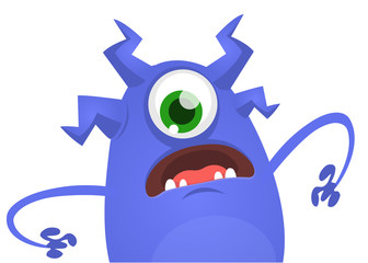 Angry cartoon monster with one eye. Vector illustration for Halloween