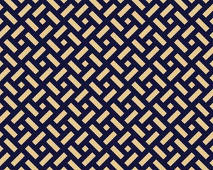 Wall murals Blue gold Abstract geometric pattern. A seamless vector background. Gold and dark blue ornament. Graphic modern pattern. Simple lattice graphic design