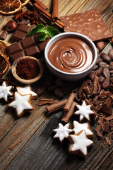 Obraz na płótnie Canvas Baking christmas cookies. Typical cinnamon stars bakery.