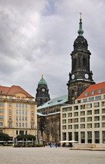 Fototapeta na wymiar Kreuzkirche (Church of the Holy Cross) on Alt-markt in Dresden. Germany