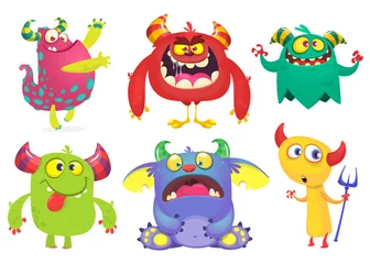 Fotobehang Cartoon Monsters collection. Vector set of cartoon monsters isolated. Ghost, troll, gremlin, goblin, devil and monster © drawkman