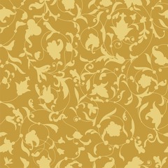 Golden vector endless background with floral ornament