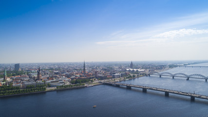 Beautiful panorama of Riga city and daugava river