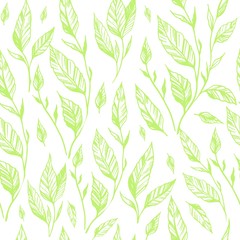 Naklejka na ściany i meble Seamless pattern with leaves. Floral background. Vector