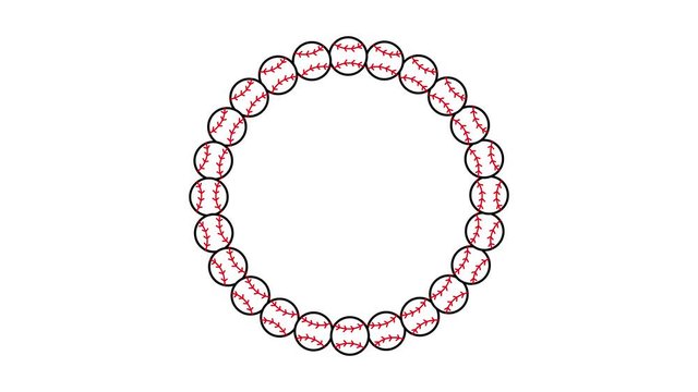 Looped Baseball Wreath Animated Cartoon Illustrated Background Element Overlay UHD 4K