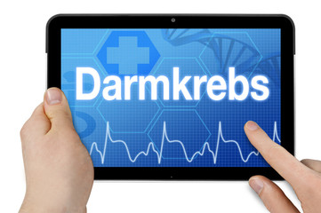 Tablet mit Diagnose Darmkrebs