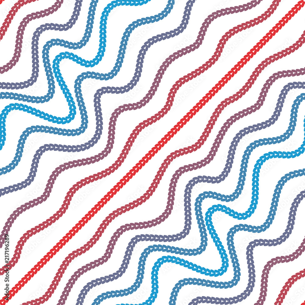 Poster seamless pattern of yarns. waves and vibrations of forms. optical illusion of motion.