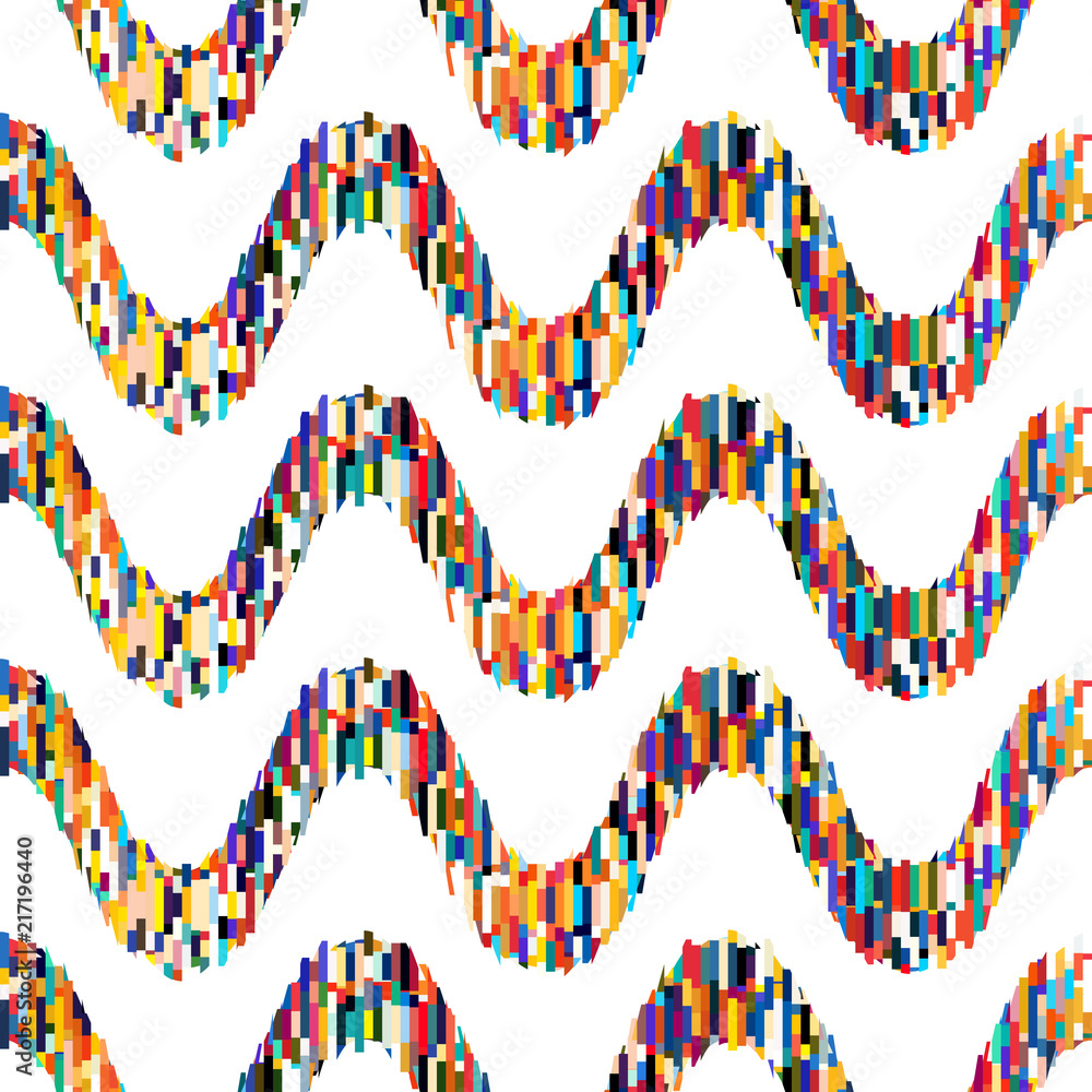 Poster seamless pattern of yarns. waves and vibrations of forms. optical illusion of motion.
