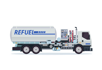 Modern Tank Truck Refueler Airport Ground Support Vehicle Equipment Illustration