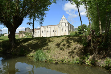 Fototapeta na wymiar Abbaye Saint-Pierre de Maillezais, marais poitevin, Vendée.