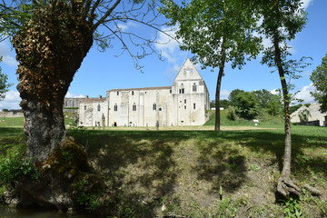 Fototapeta na wymiar Abbaye Saint-Pierre de Maillezais, marais poitevin, Vendée.