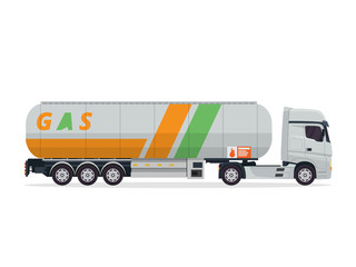 Modern Commercial Gas Tanker Truck Expedition Illustration In Isolated White Background 